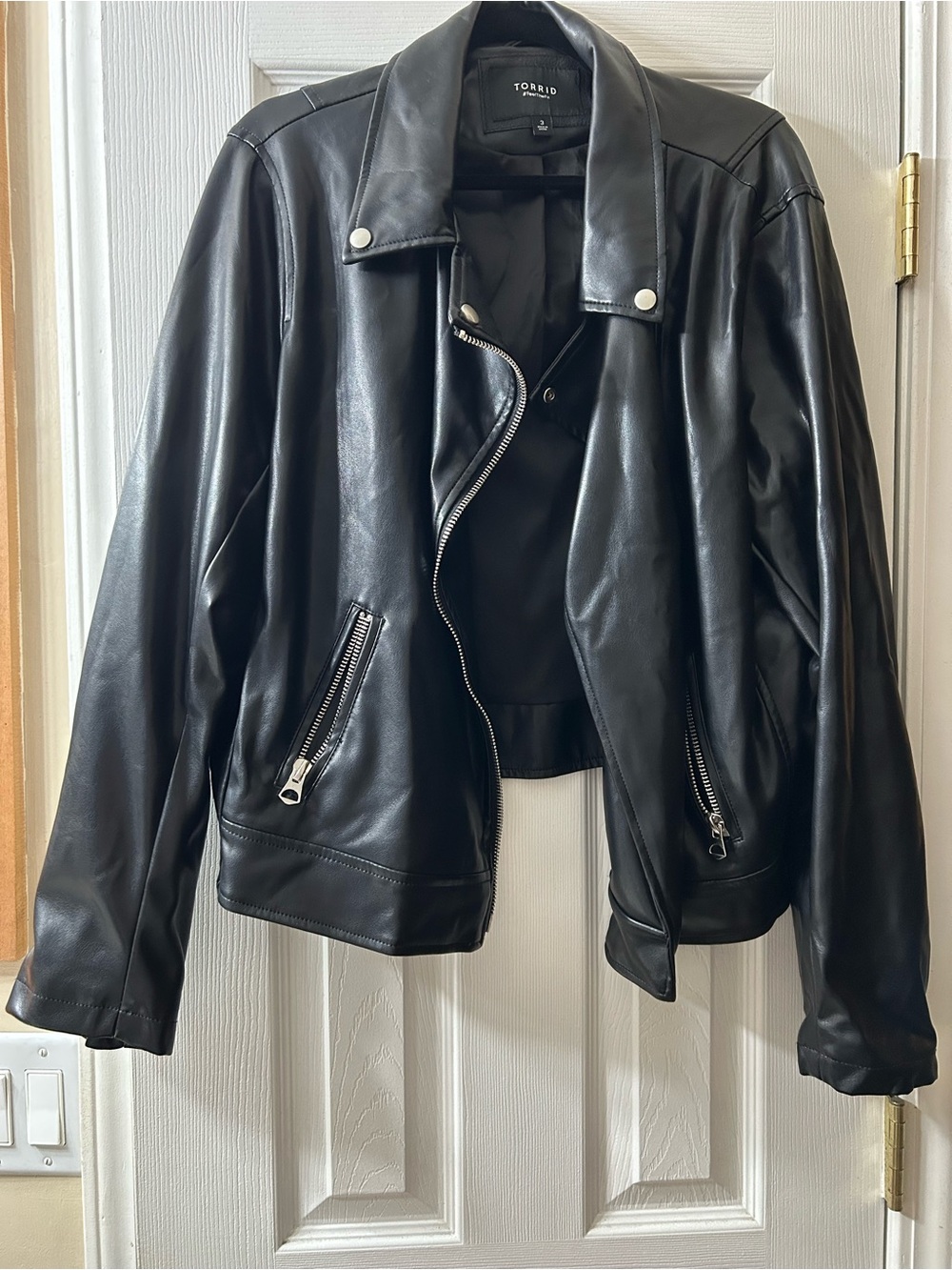 torrid Black Faux Leather Moto Jacket with Silver Hardware